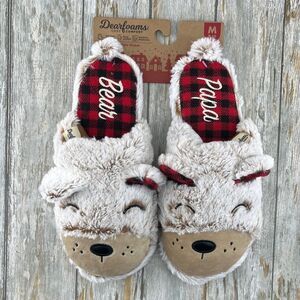 Dearfoams Cozy Comfort Papa Bear Slippers Shoes NWT Size M 9-10